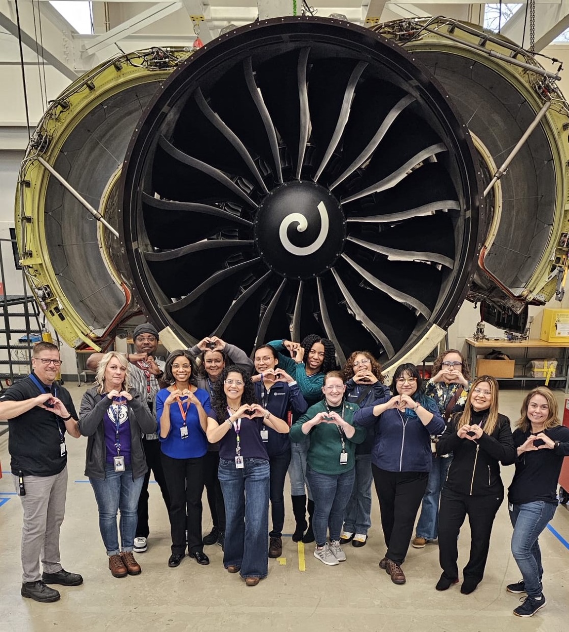 Moo Young with other participants at a hands-on engine class for International Women's Day.